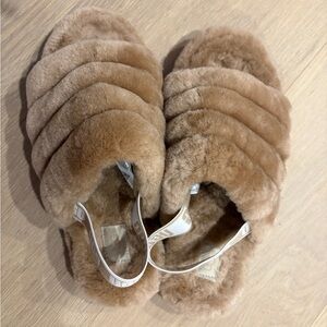UGG Fluff Yeah Brown Slingback Slippers